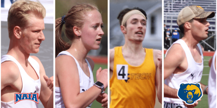 WVU Tech athletes (from left to right) Steven Smith, Stefanie Meachem, Michael Ecker-Randolph and John Nicley have all qualified for the NAIA Outdoor Track and Field Championships in Gulf Shores Alabama. (Credit WVU Tech athletics)