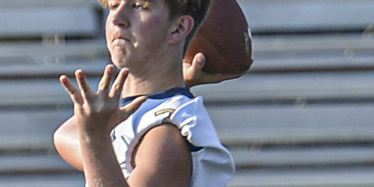 Greenbrier West QB Cole Vandall takes part in a 7-Man scrimmage in Summersville. (F. Brian Ferguson/Lootpress)