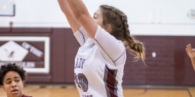 Beckley's Maddy Belcher drains a jumper during Saturday's game against Bluefield (Heather Belcher/Lootpress)