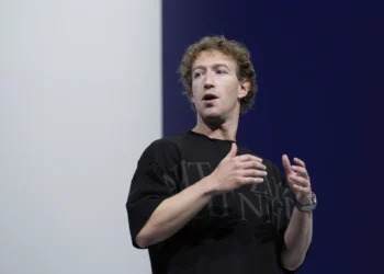 Mark Zuckerberg talks about the Orion AR glasses during the Meta Connect conference on Sept. 25, 2024, in Menlo Park, Calif. (AP Photo/Godofredo A. Vásquez, File)